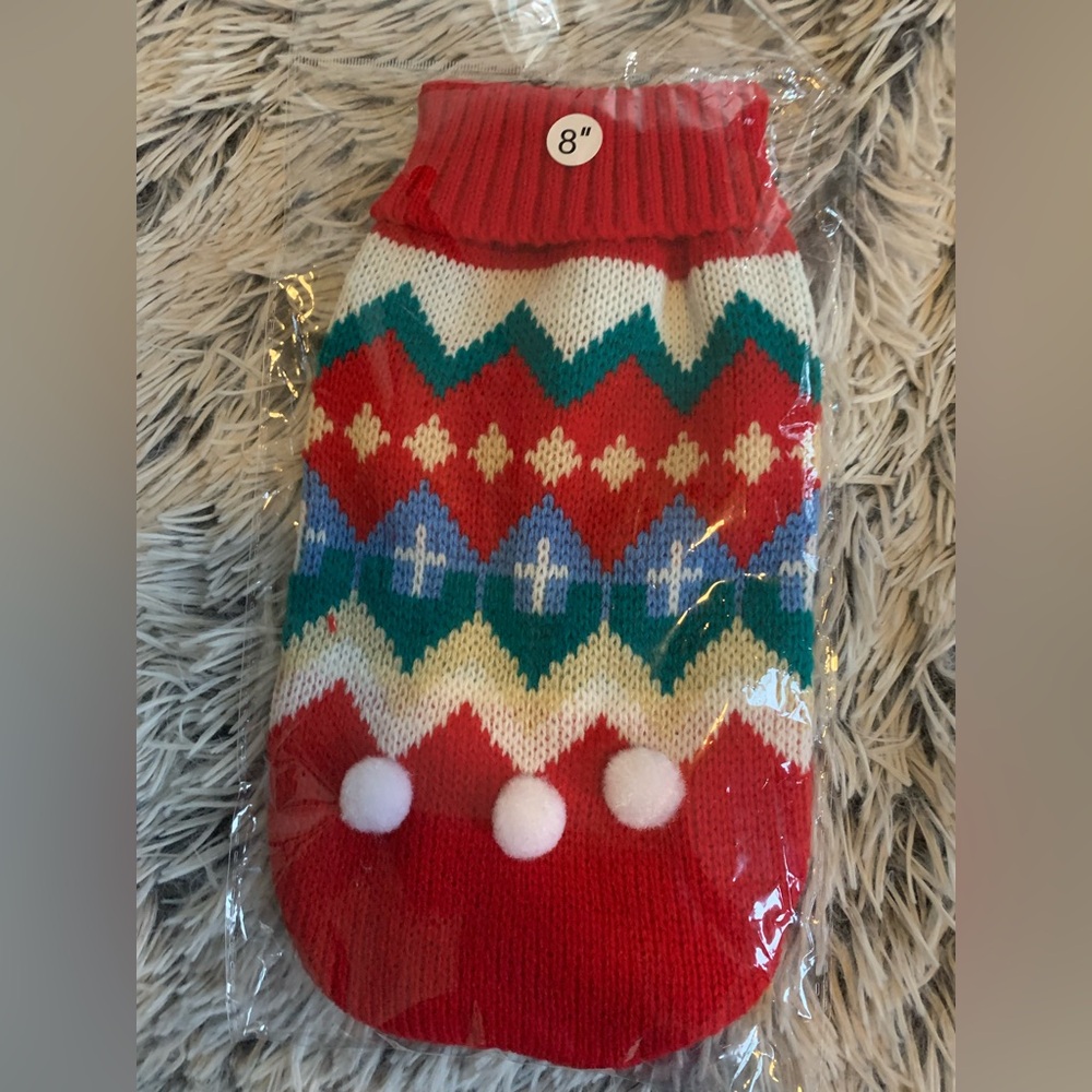 Festive Red and Green Dog or Cat  Sweater